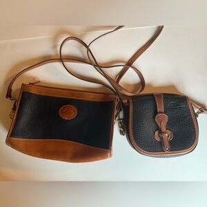 2pc Dooney Bourke cross body bag blue brown leather vintage
